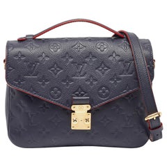 Louis Vuitton Navy Blue/Red Monogram Empreinte Leather Pochette Metis Bag