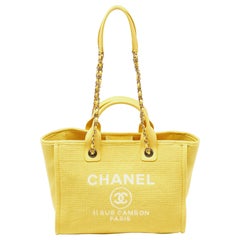 Chanel Yellow Canvas and Leather Small Deauville Shopper Tote