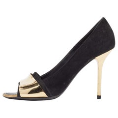 Louis Vuitton Black Suede Open Toe Pumps Size 38