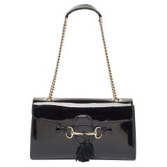 Gucci Black Patent Leather Medium Emily Chain Shoulder Bag