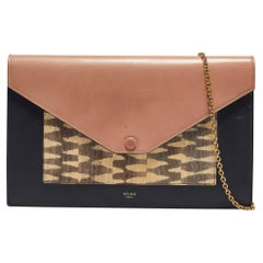 Celine Multicolor Leather and Karung Pocket Envelope Shoulder Bag