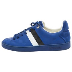 Louis Vuitton Blue Damier Infini Leather Frontrow Lace Up Sneakers Size 42