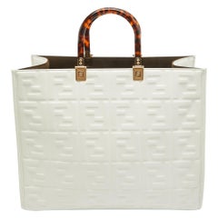 Fendi Off White Zucca Embossed Leather Medium Sunshine Tote