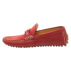 Louis Vuitton Red Suede and Leather Hockenheim Loafers Size 40