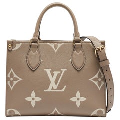 Sac cabas Onthego PM Empreinte avec monogramme tourterelle/crème Louis Vuitton