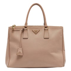 Prada Light Pink Saffiano Lux Leather Large Double Zip Tote