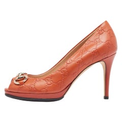 Gucci Orange Guccissima Leather New Hollywood Pumps Size 36.5