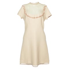 Miu Miu Beige Crepe Embellished Mini Dress M