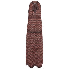 M Missoni Black/Red Patterned Lurex Knit Sleeveless Maxi Dress M.