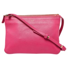 Celine Pink Leather Small Trio Crossbody Bag