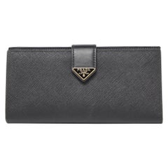 Prada Black Leather Saffiano Leather Wallet