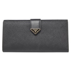 Prada Black Leather Saffiano Leather Wallet