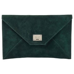 Jimmy Choo Dark Green Suede Rosseta Clutch