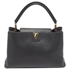 Louis Vuitton Black Leather Capucines MM Bag