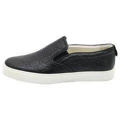 Gucci Black Guccissima Leather Slip On Sneakers Size 42.5