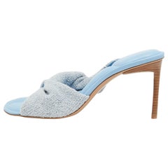 Jacquemus Blue/Grey Fabric and Leather La Banana Sandals Size 39