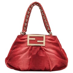 Fendi Red Zucca Canvas and Leather Small Mia Hobo