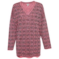 Loewe Pink Anagram Knit V-Neck Oversized Sweater XS