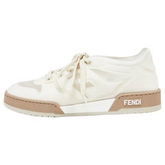 Fendi White/Cream Mesh Match Low Top Sneakers Size 39