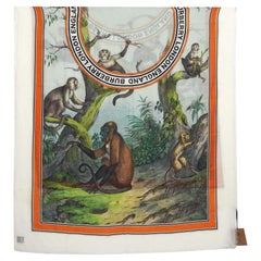 Burberry Green/White Monkey Print Lightweight Cashmere Scarf