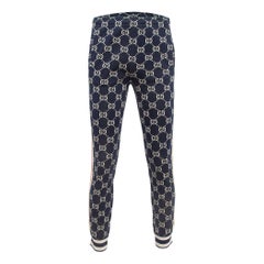 Gucci Navy Blue GG Intarsia Knit Track Pants M