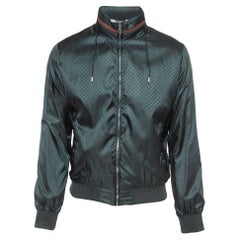 Gucci Green GG Monogram Synthetic Bomber Jacket M