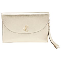 Jimmy Choo Gold Leather JC Envelope Pouch