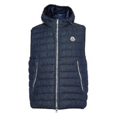 Used Moncler Navy Blue Cotton Quilted Puffer Vest M