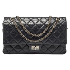 Chanel Black Quilted Aged Leather Reissue 2.55 Classic 226 Flap Bag