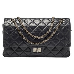 Chanel Negro Acolchado Cuero Envejecido Reissue 2.55 Classic 226 Bolso con Solapa