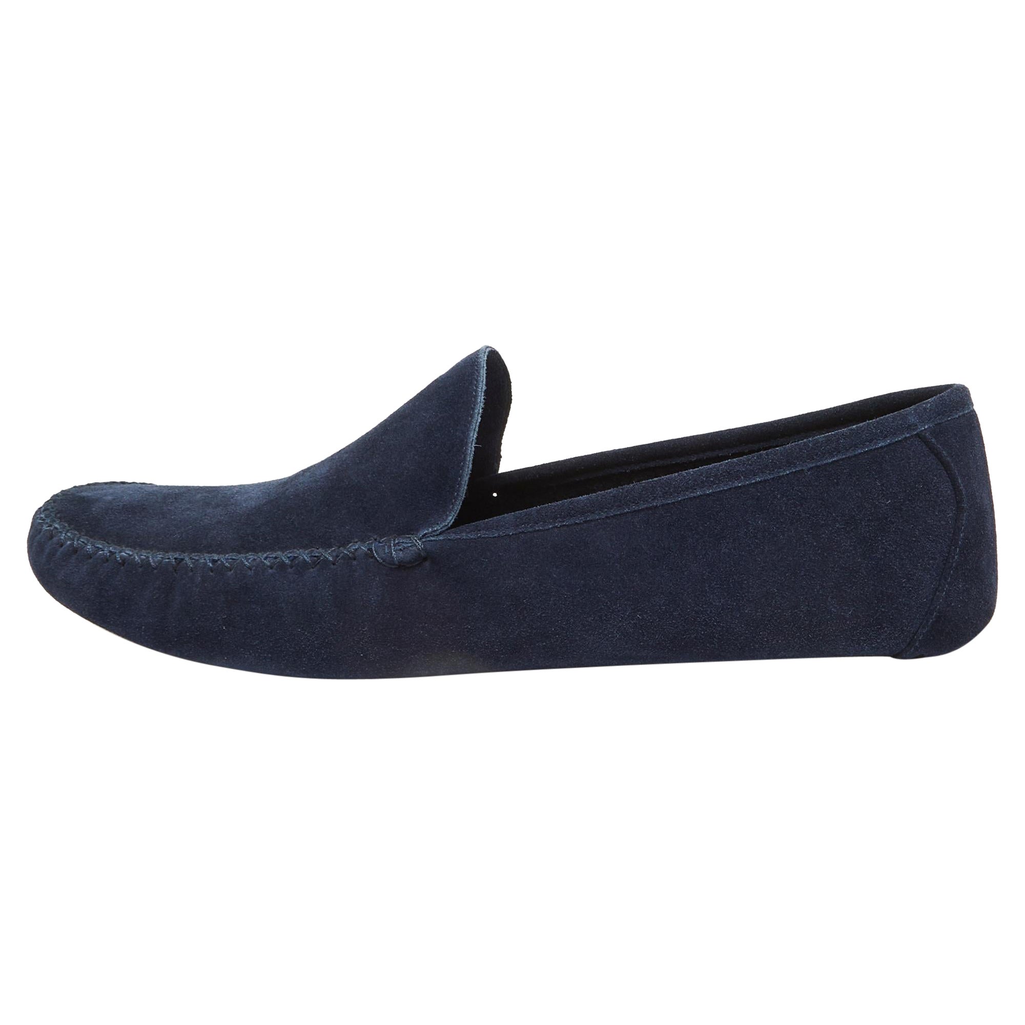 Loro Piana Blue Suede Slip On Loafers Size 45