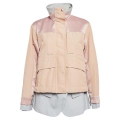 Sacai, veste à fermeture éclair superposée en satin beige, taille M