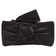 Valentino Black Satin Bow Wristlet Clutch