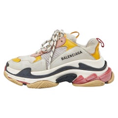 Balenciaga Multicolor Leather and Mesh Triple S Low Top Sneakers Size 35