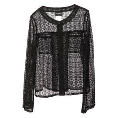 Used Chanel Black Floral Lace Buttoned Top S