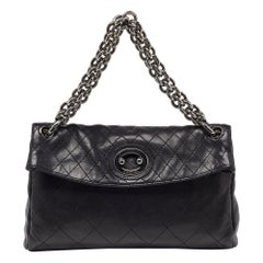 Chanel Nero Trapuntato in Pelle Bijoux Anello Catena Hobo