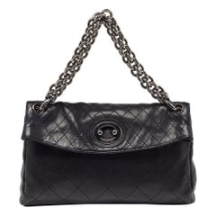 Chanel Black Quilted Leather Bijoux Ring Chain Hobo