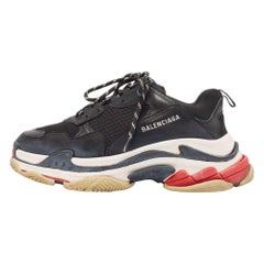 Balenciaga Black Nubuck and Mesh Triple S Sneakers Size 43