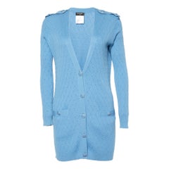 Chanel Blue Knit Buttoned Cardigan S