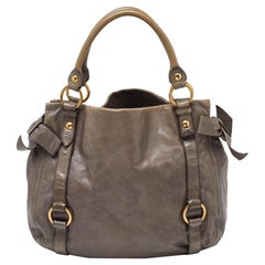 Miu Miu Grey Leather Bow Hobo