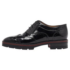 Christian Louboutin Brogue Patent Leather Charletta Lace Up Oxfords Size 38