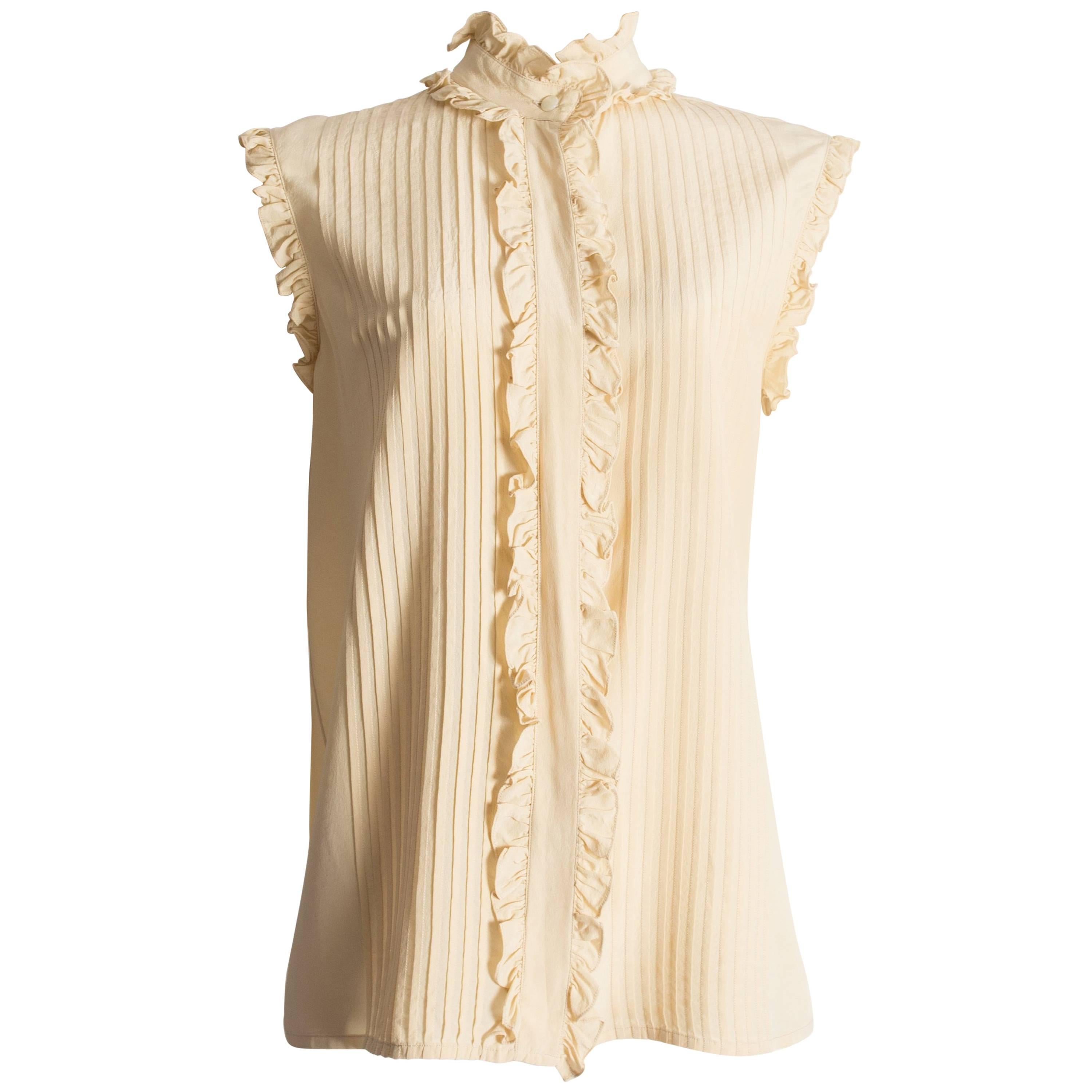 Chanel ivory silk pintuck blouse, circa 1970