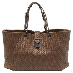 Bottega Veneta Brown Intrecciato Leather Capri Tote