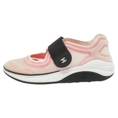 Chanel Pink/White Mesh CC Low Top Sneakers Size 38