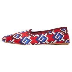 Gucci Multicolor Isometric G Print Satin Smoking Slippers Size 44