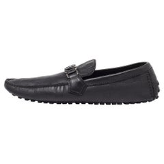 Louis Vuitton Black Damier Leather Hockenheim Slip On Loafers Size 43