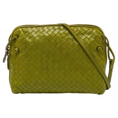 Bottega Veneta Green Intrecciato Leather Nodini Crossbody Bag