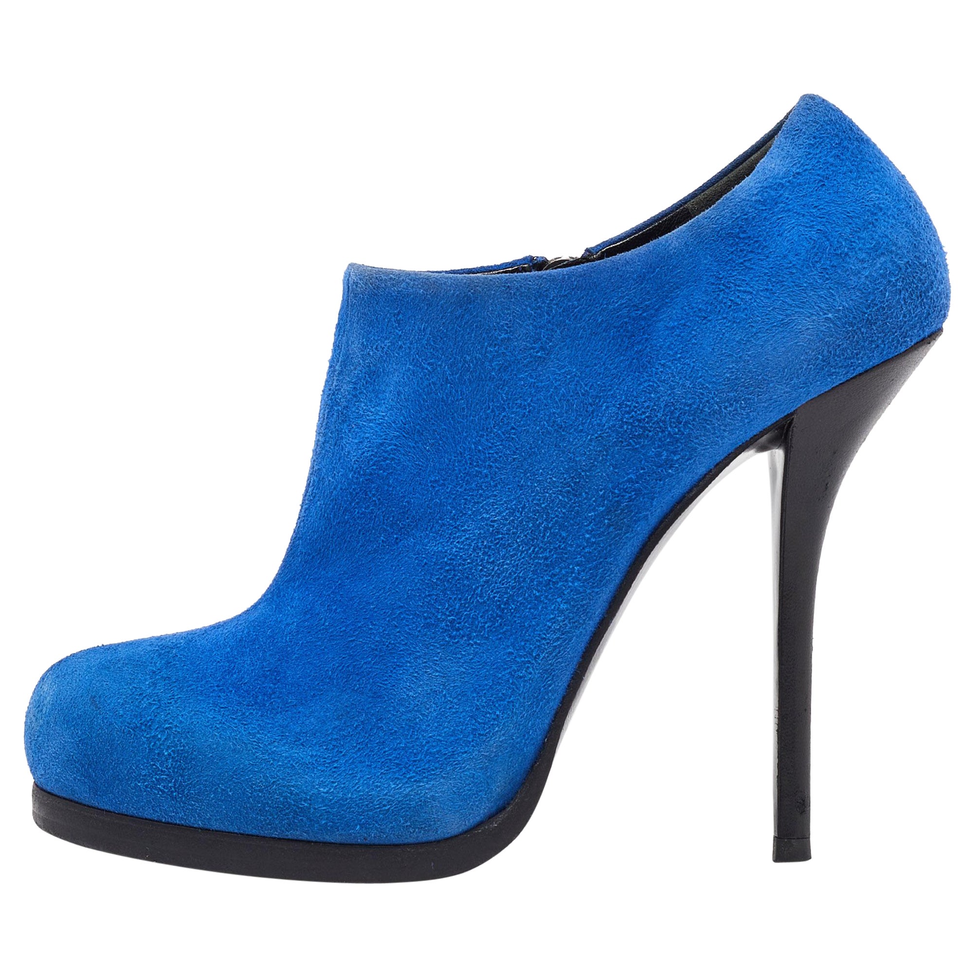 Balenciaga Stivaletti in pelle scamosciata blu misura 39