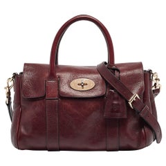 Used Mulberry Burgundy Leather Small Bayswater Satchel