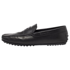 Tod's Black Leather Slip On Penny Loafers Size 41.5
